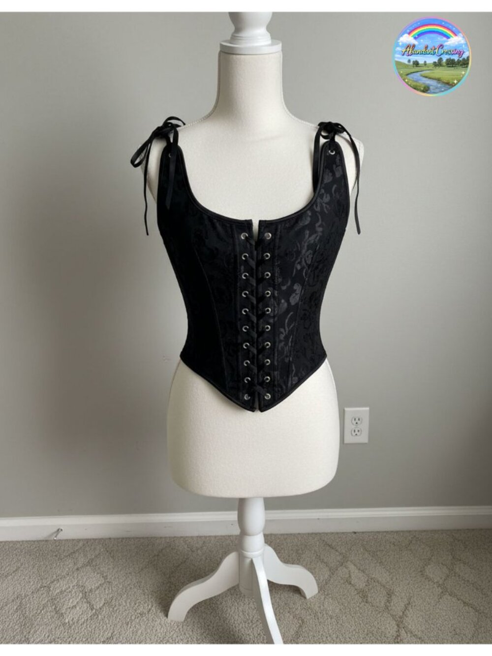 Renaissance Corset Top Womens Jacquard Lace Up Underbust Bustier